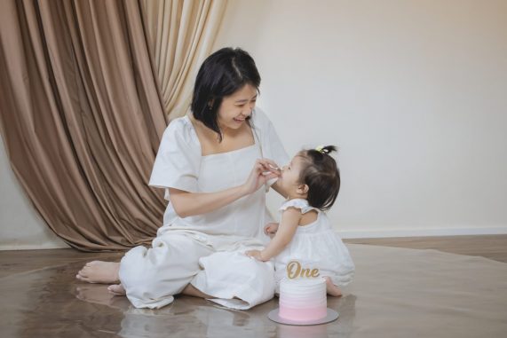 Cake Smash Photography - Mother and Daughter Enjoying Cake