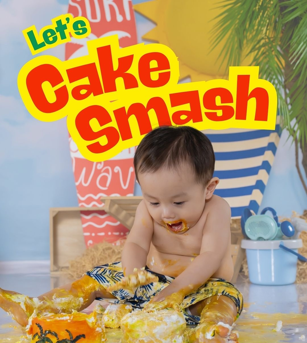 baby sitting during cake smash photoshoots