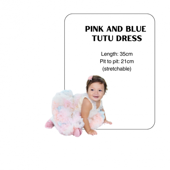 cake smash photography blue and pink dress