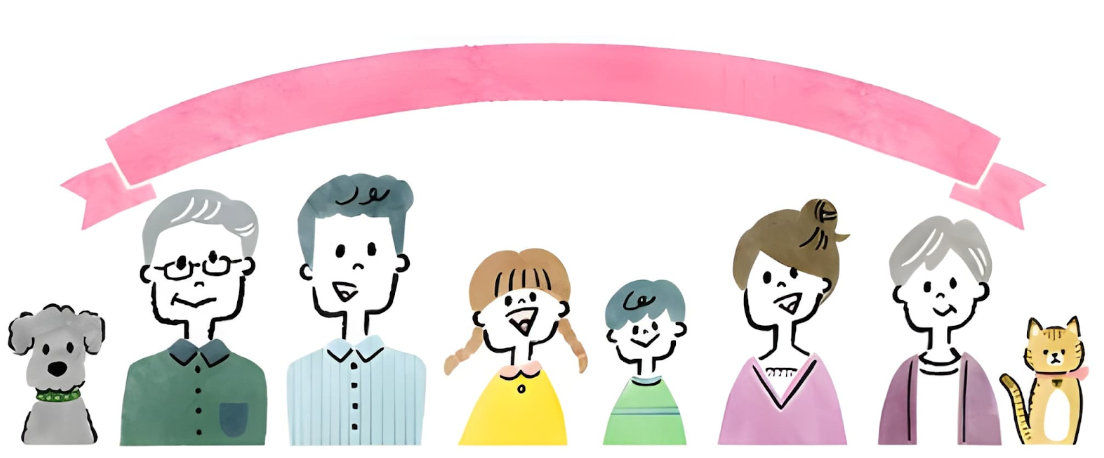 A family of eight drawn picture